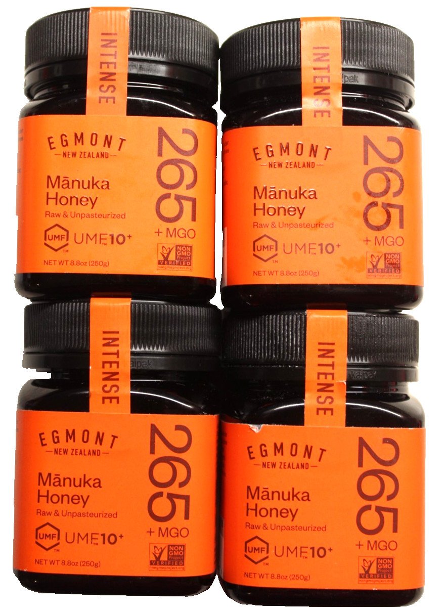 MANUKA HONEY Egmont New Zealand #4 JARS, MGO 265+ UMF 10+ 8.8 oz FREE SHIPPING