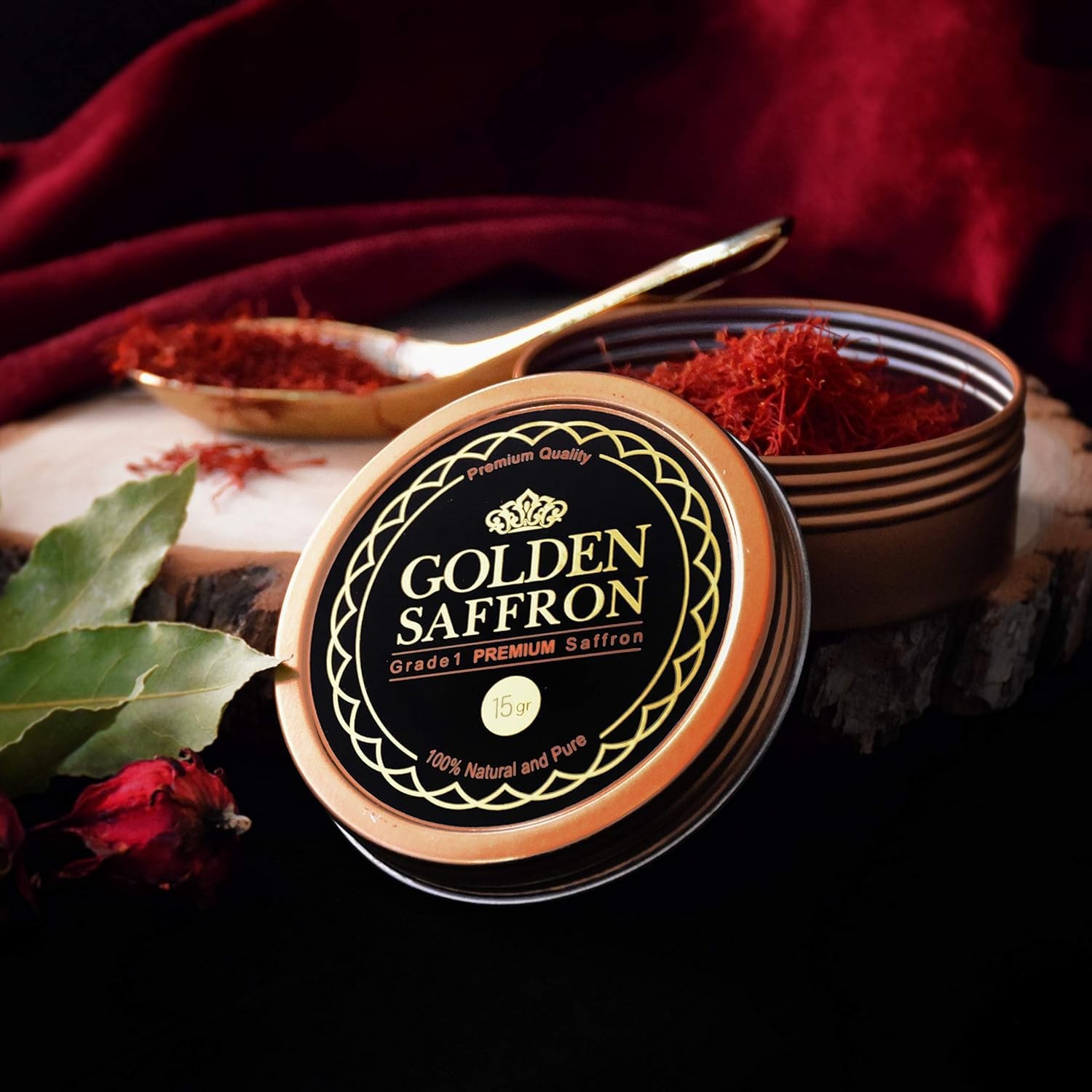 Golden Saffron, Finest Pure Premium All Red Saffron Threads, Grade A+ Super N…