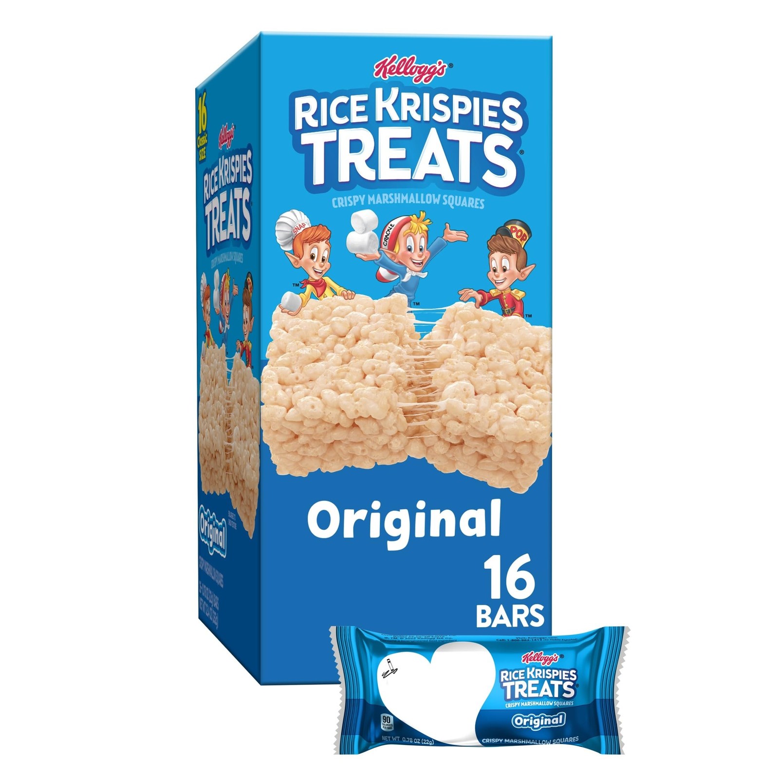 Rice Krispies Treats Crispy Marshmallow Squares, Kids 16 Count (Pack of 1)