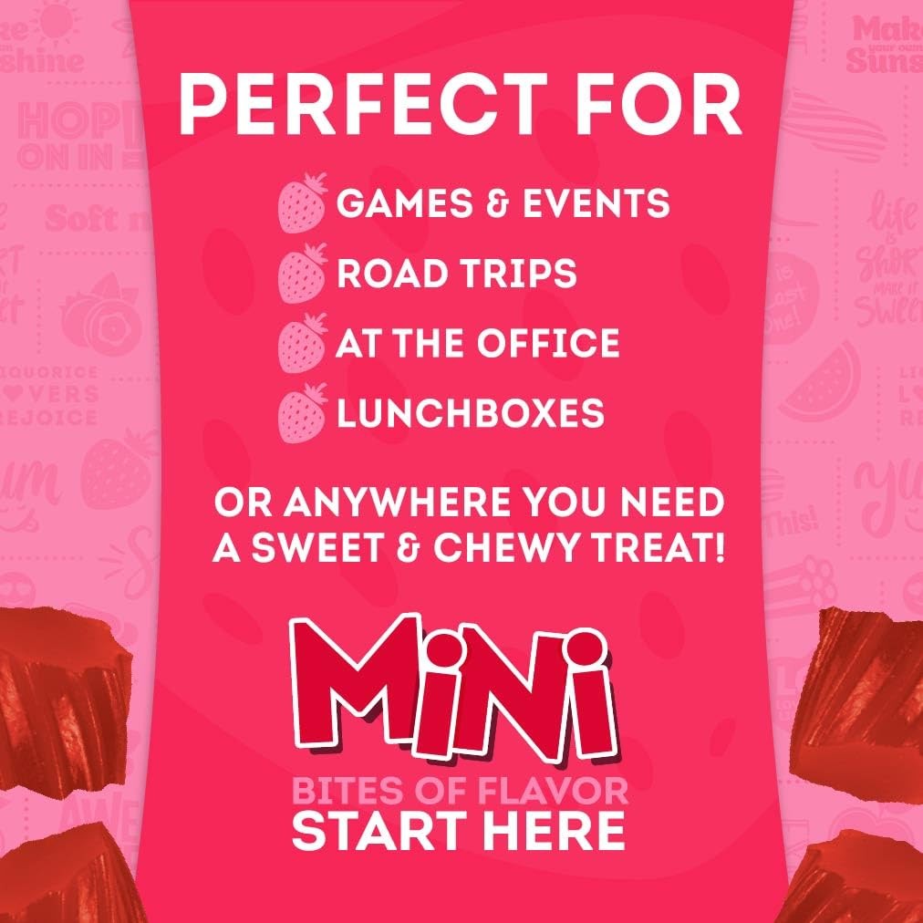 Mini Licorice Bites 0.5 Ounce Strawberry Soft Chewy – Perfect On-the-Go Snack