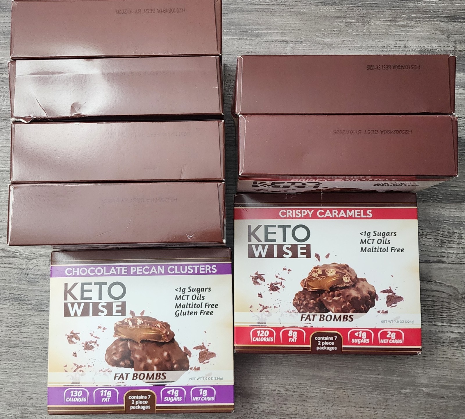 Keto Wise Fat Bombs Chocolate Pecan Cluster-Crispy Caramels-Gluten Free-Low Carb