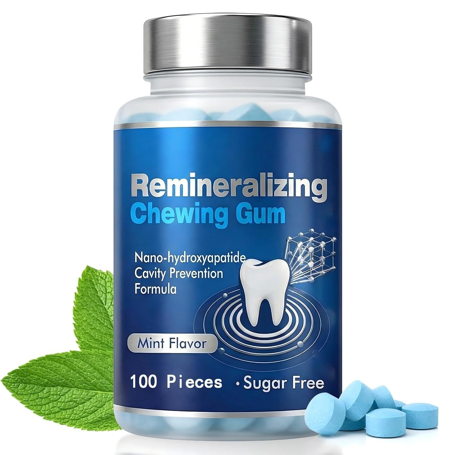 Nano Hydroxyapatite Remineralizing Gum 240 Count Xylitol Enamel Support Mint