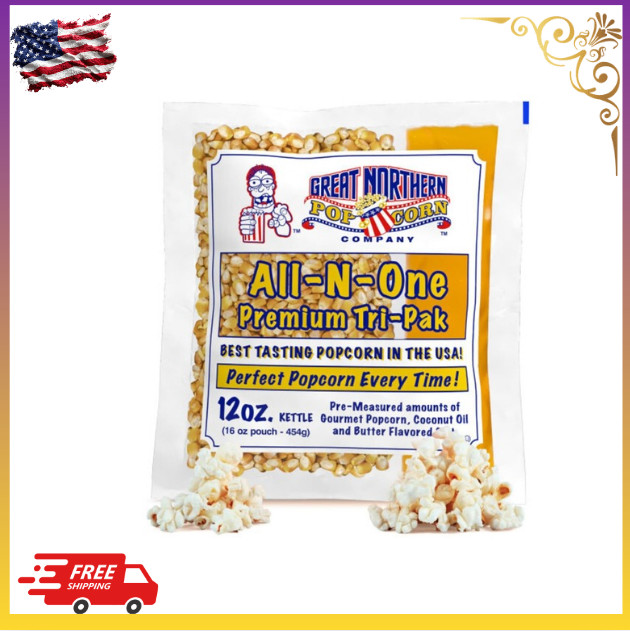 12oz Popcorn Machine Packets Movie Theater Style Kernels Oil Salt 24 Ct
