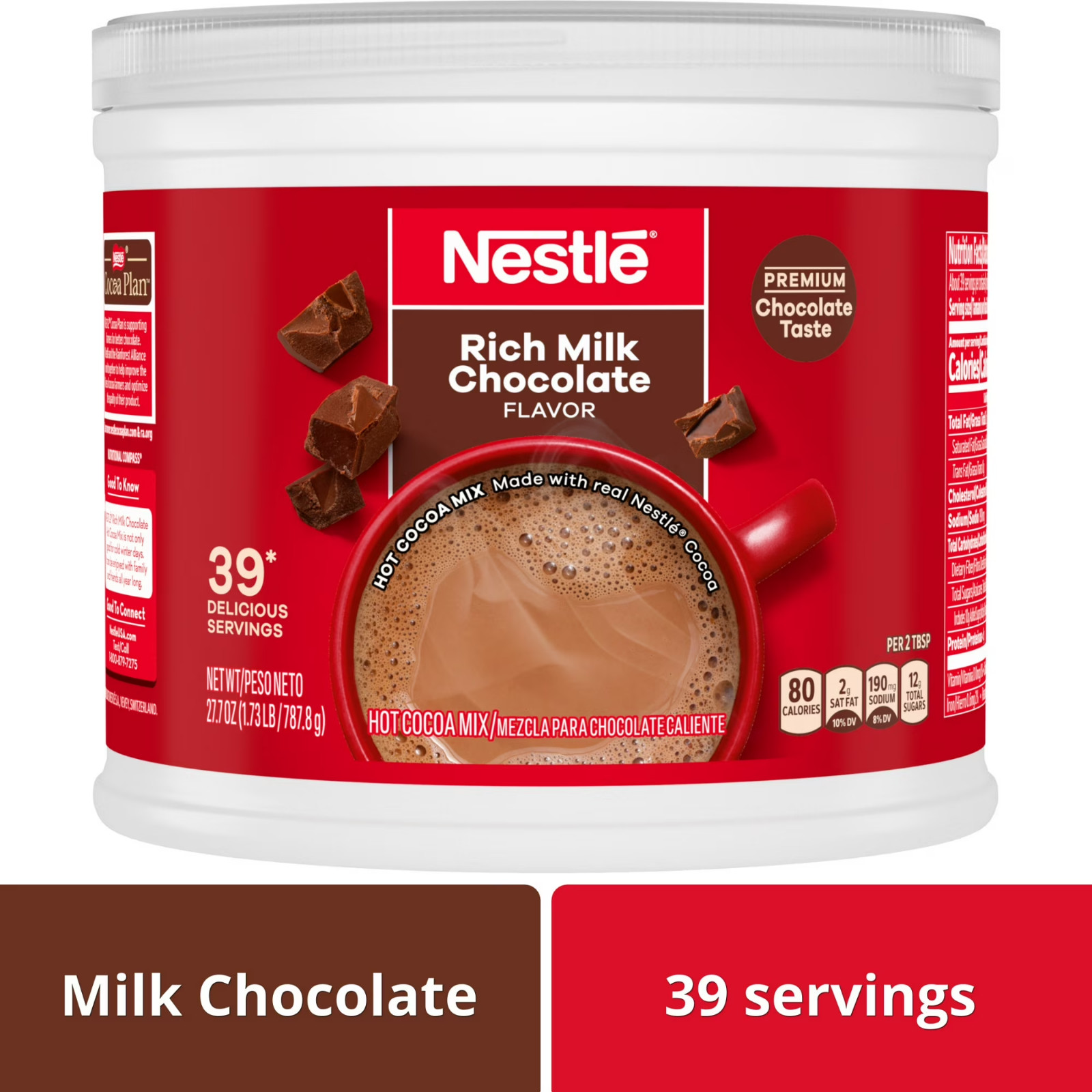 Nestle Hot Cocoa Rich Milk Chocolate Flavored Mix Powder 27.7 oz, Can New