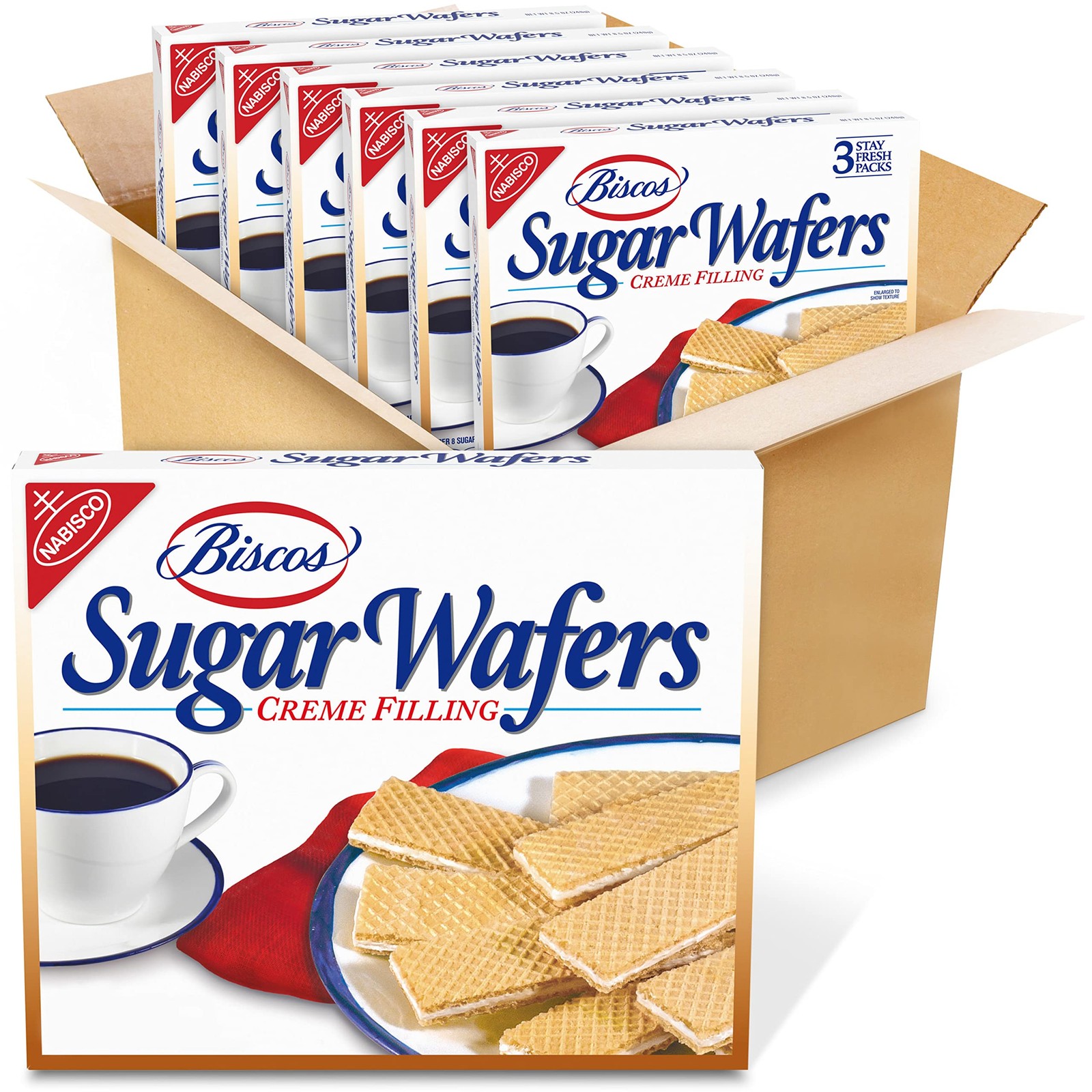 Biscos Creme Filled Sugar Wafers, 6 – 8.5 oz Boxes