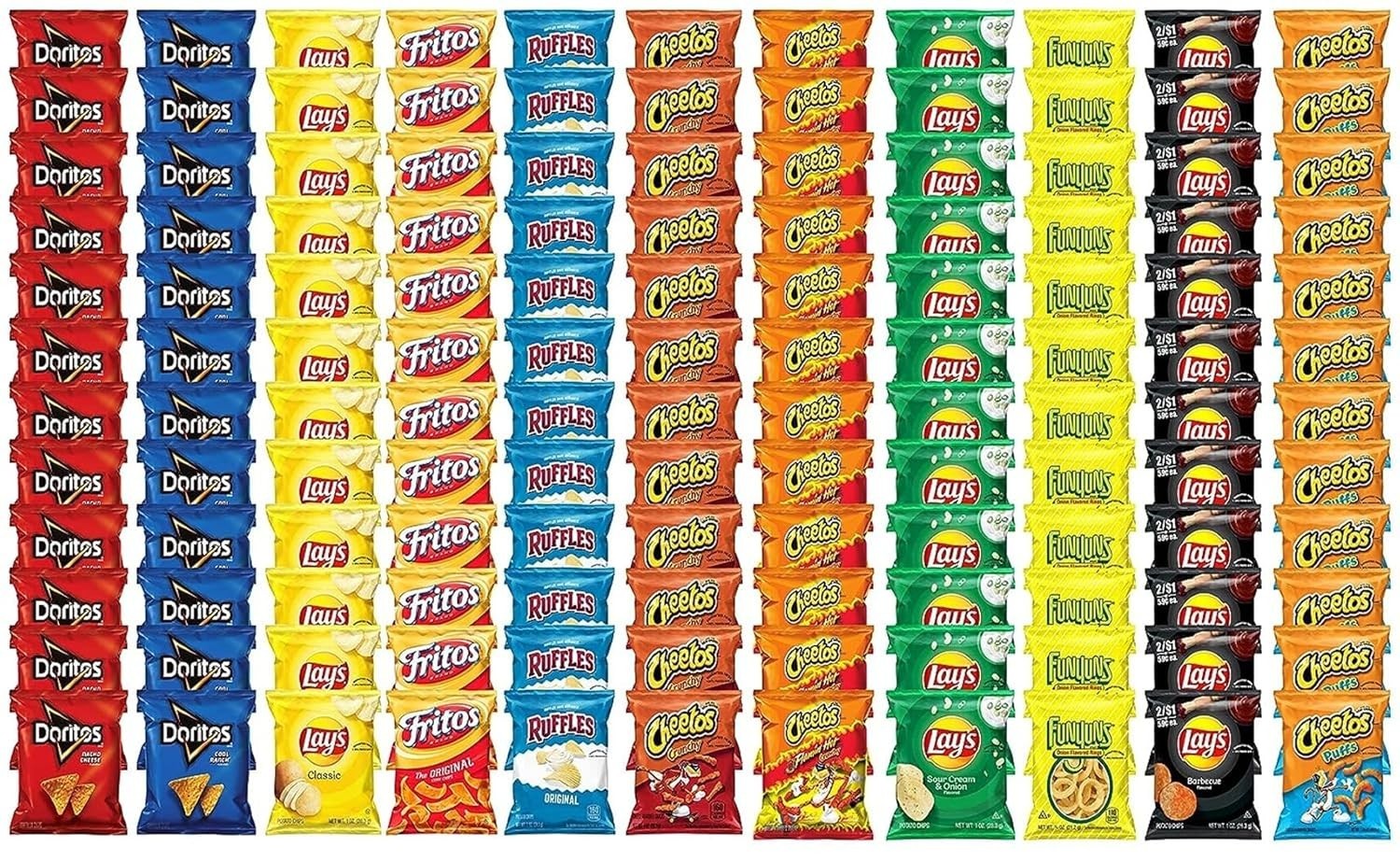 Frito-Lay Chips Variety Pack 1oz Bags 132 Count Snack Mix Flavor Assortment