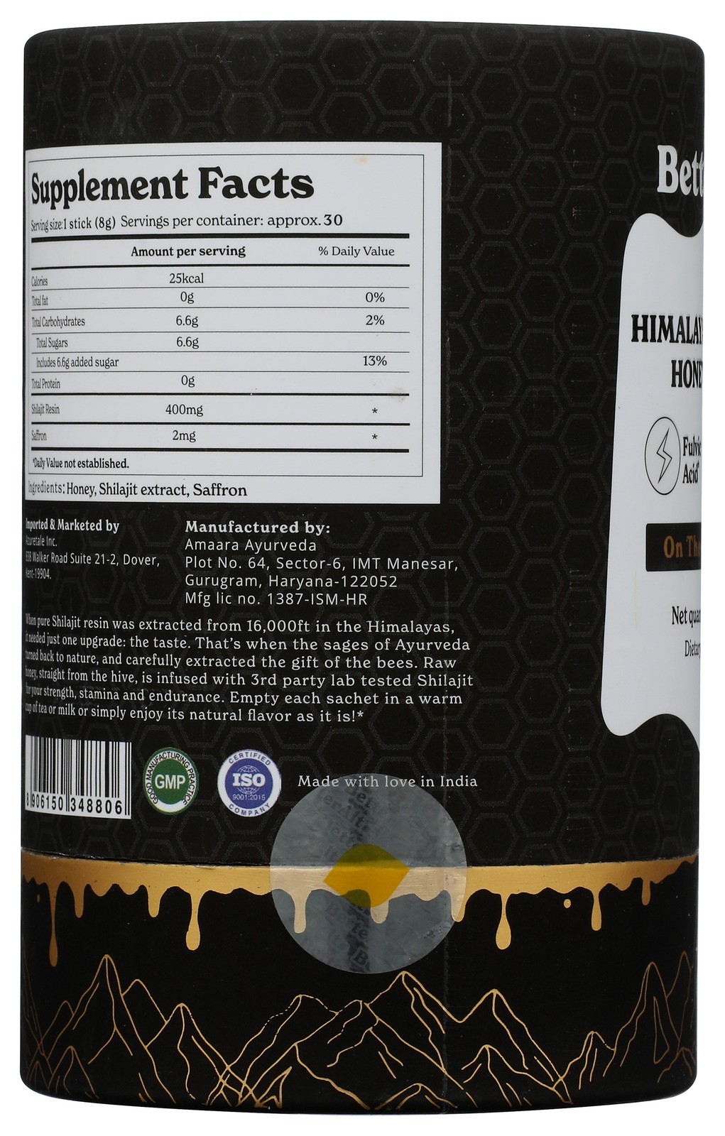 Betteralt Shilajit Honey 30 Energy Sticks Dietary Supplement 30Sticks 1 Pack