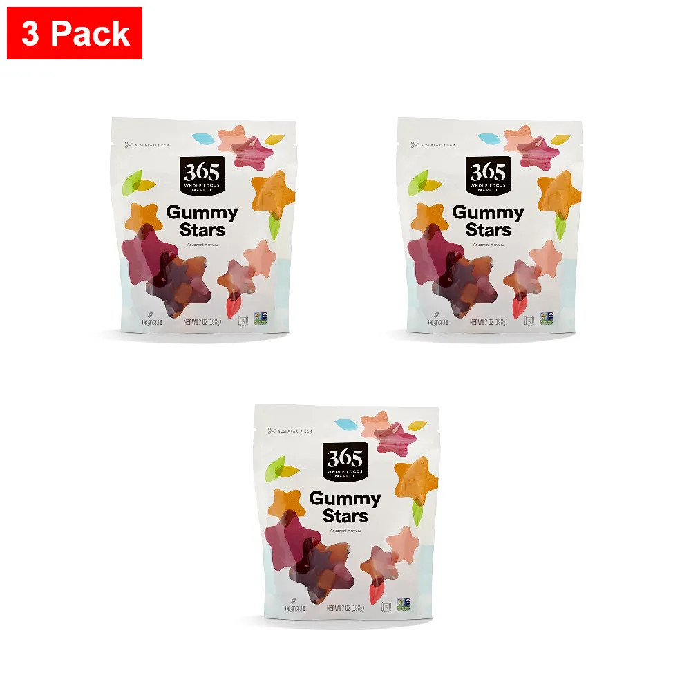 365 By WFM, Assorted Flavor Gummy Stars, 7 Ounce – 3 Pack