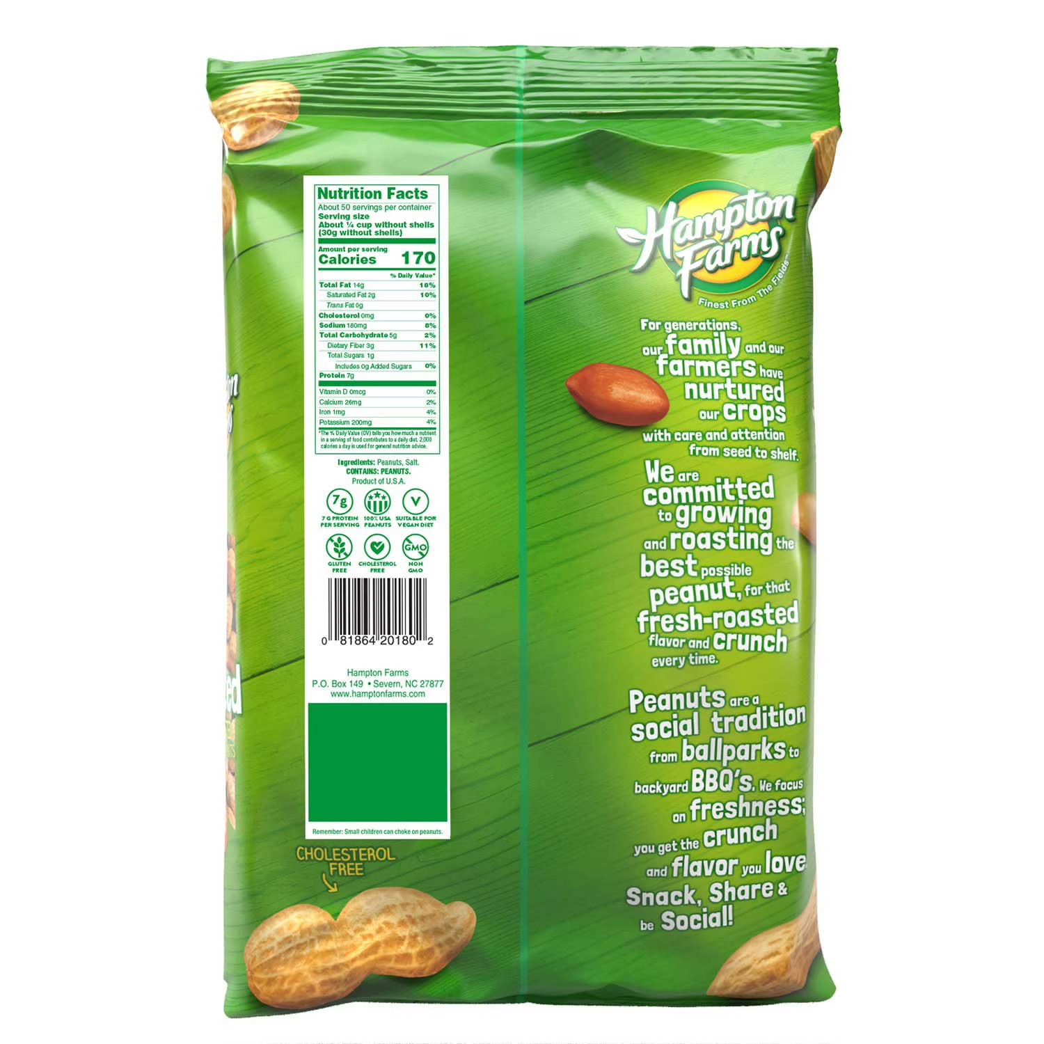 2 PACK – Hampton Farms Salted In-Shell Peanuts – 5 lbs (Total 10 lbs) FREE SHIP