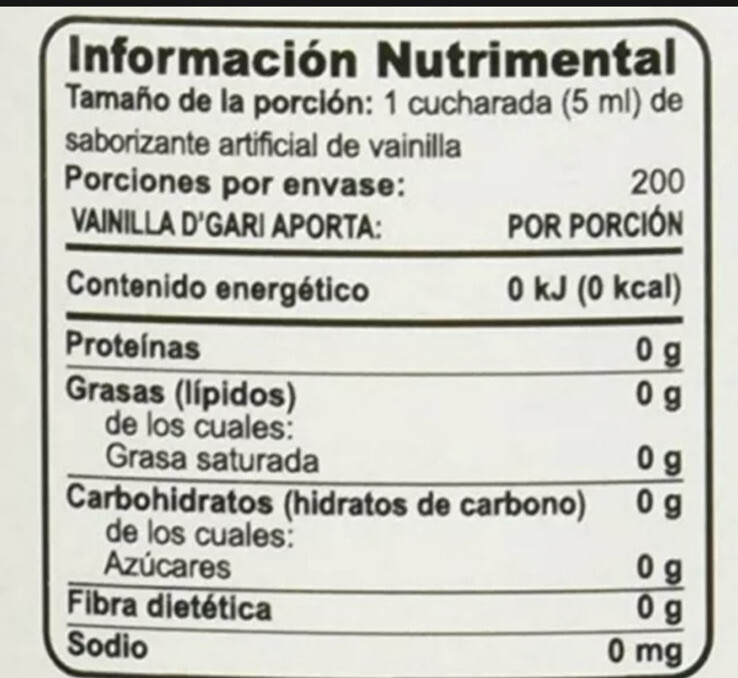 D’Gari saborizante artificial de vainilla 1L