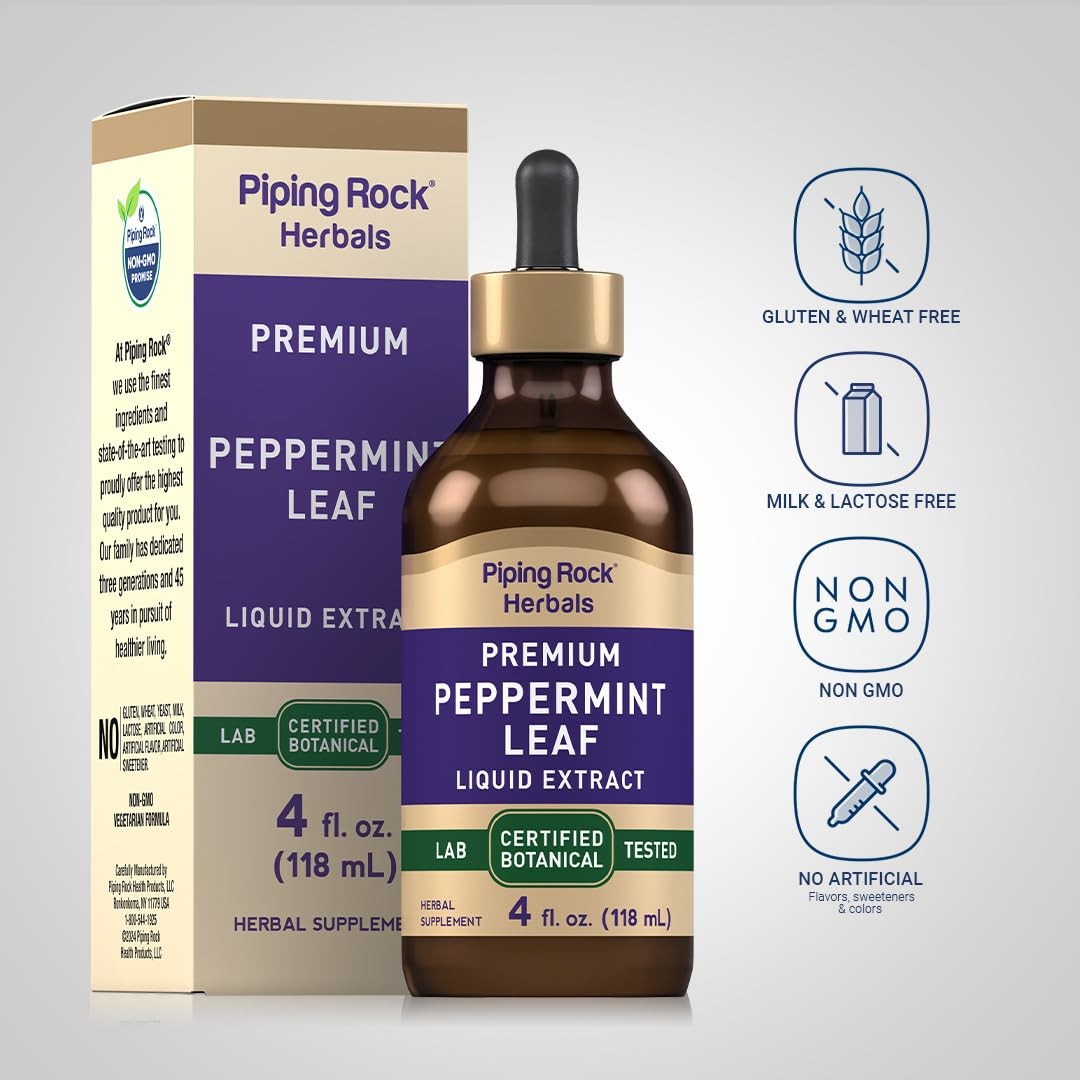 Piping Rock Peppermint Liquid Drops | 4 Fl Oz | Herb Leaf 4 (Pack of 1)