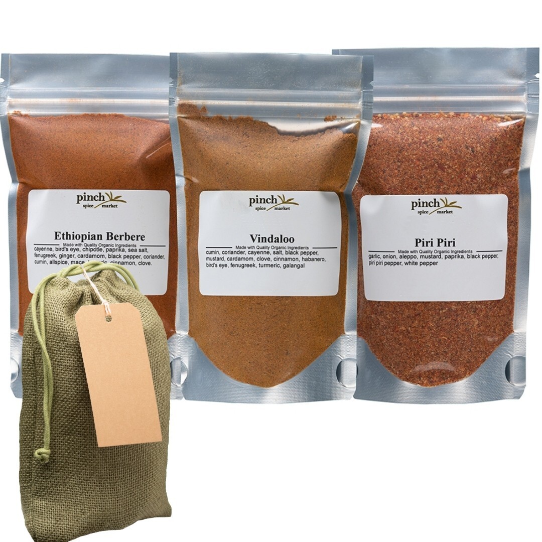 Heat Lover’s Organic Seasonings | Berbere, Piri Piri, Vindaloo 3-Pack