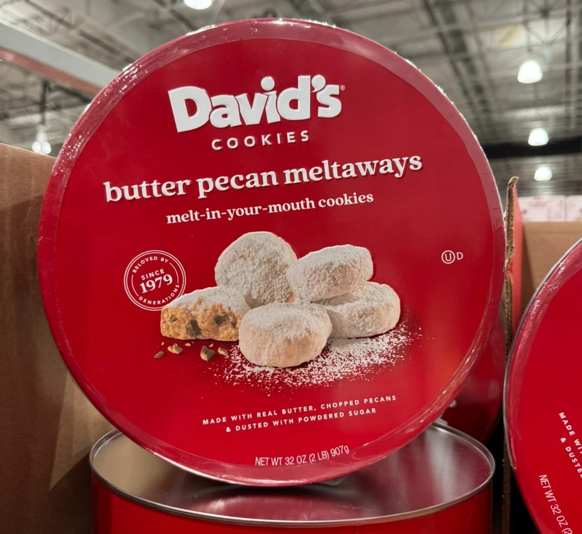 David’s Cookies Butter Pecan Meltaways 32 oz Tin Kosher Holiday Gift bb: 5/2026