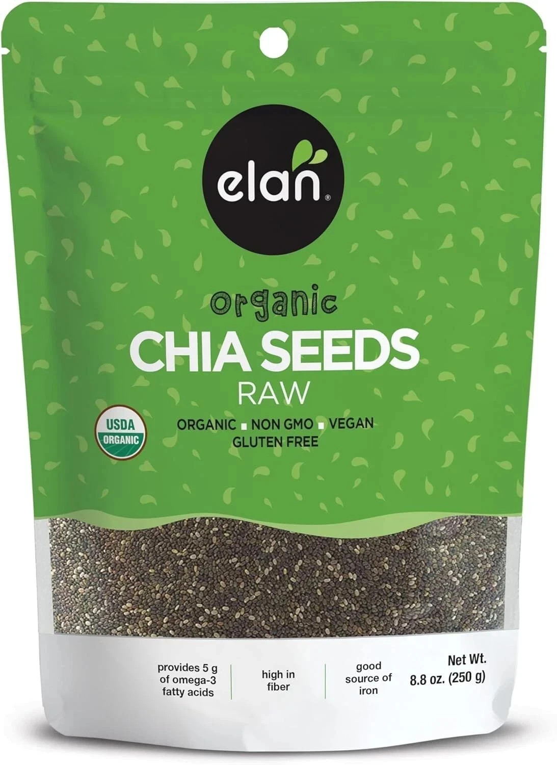 Elan Organic Chia Seeds, Non-GMO, Vegan, Gluten-Free , 8.8 oz New