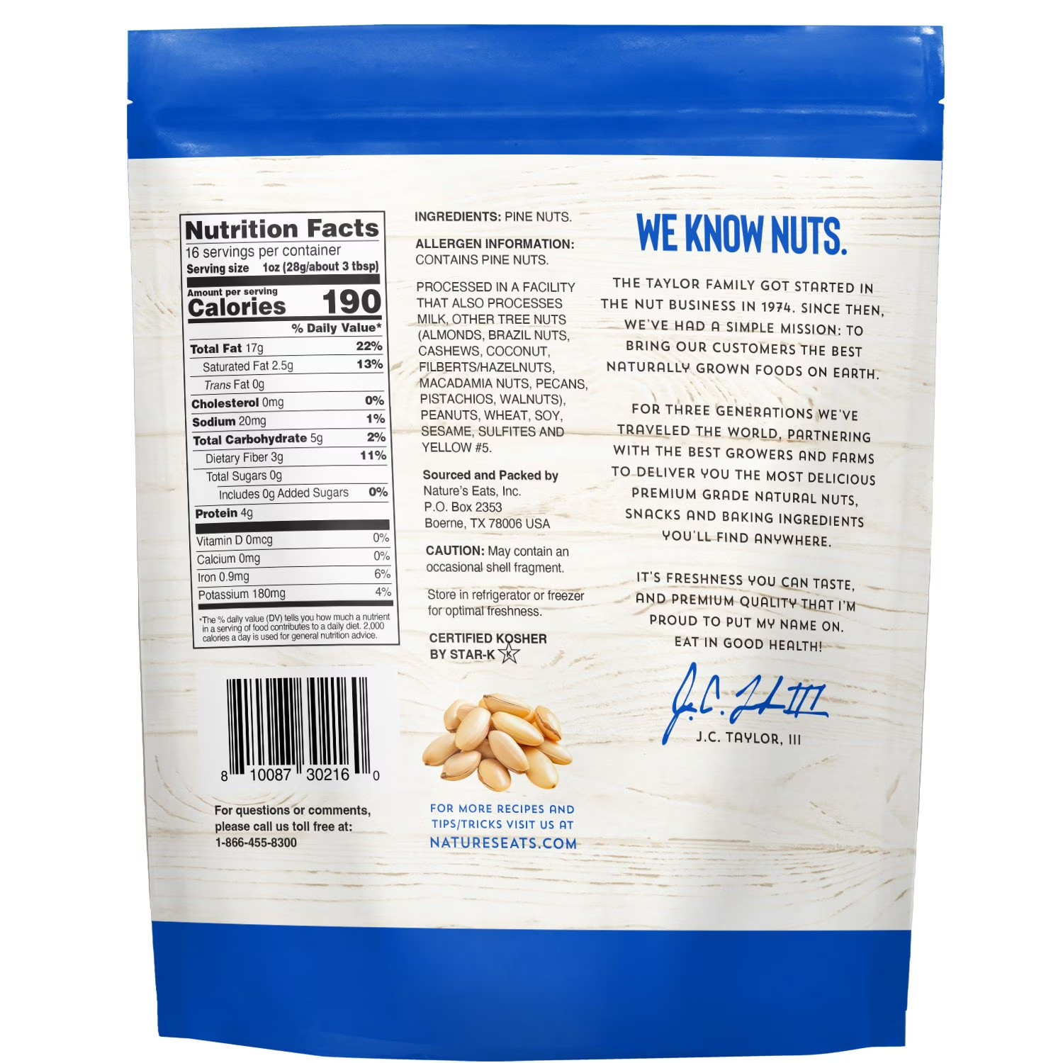 Nature’s Eats Pine Nuts, 16 oz.