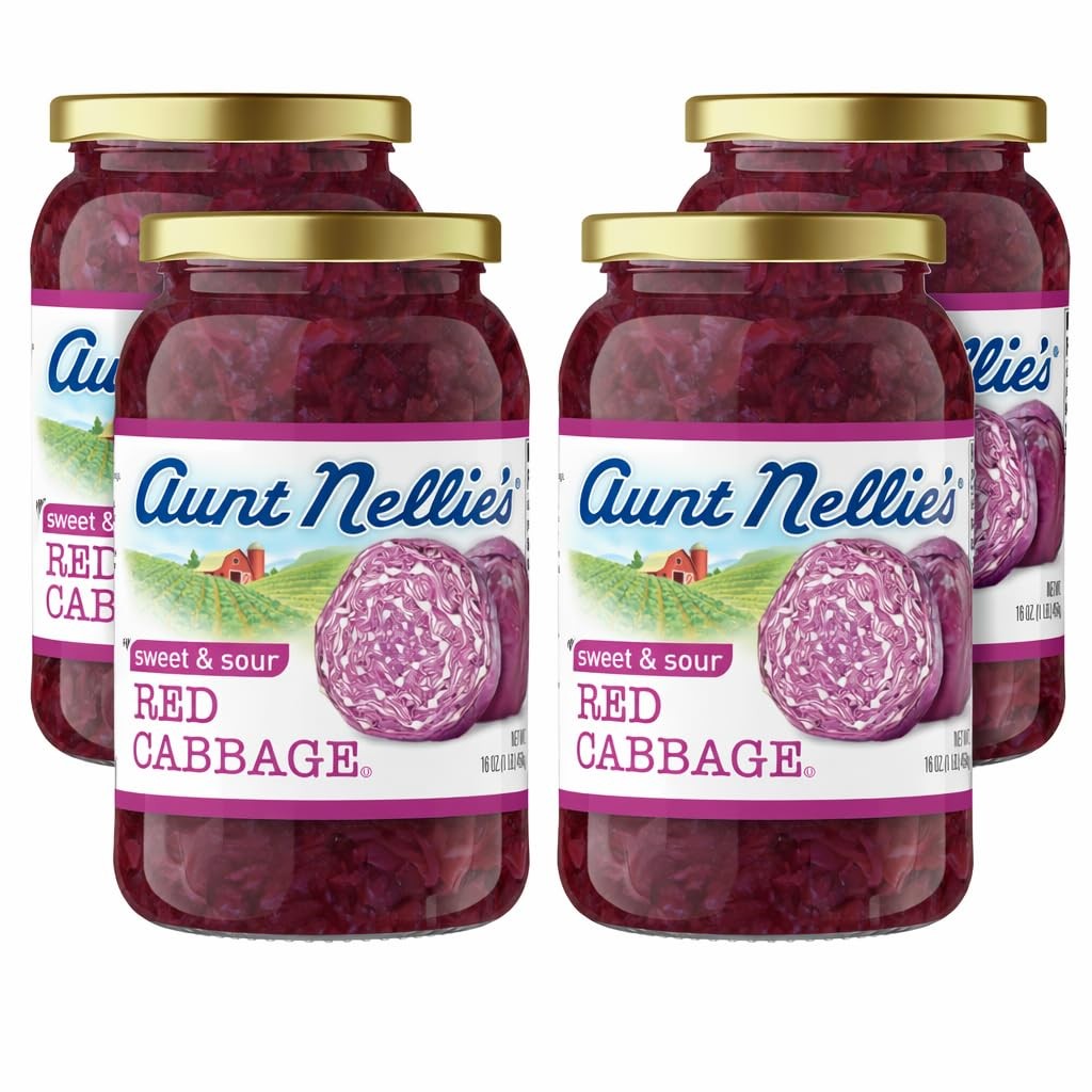 Aunt Nellie’s Sweet & Sour Red Cabbage 16 Ounce (Pack of 4)
