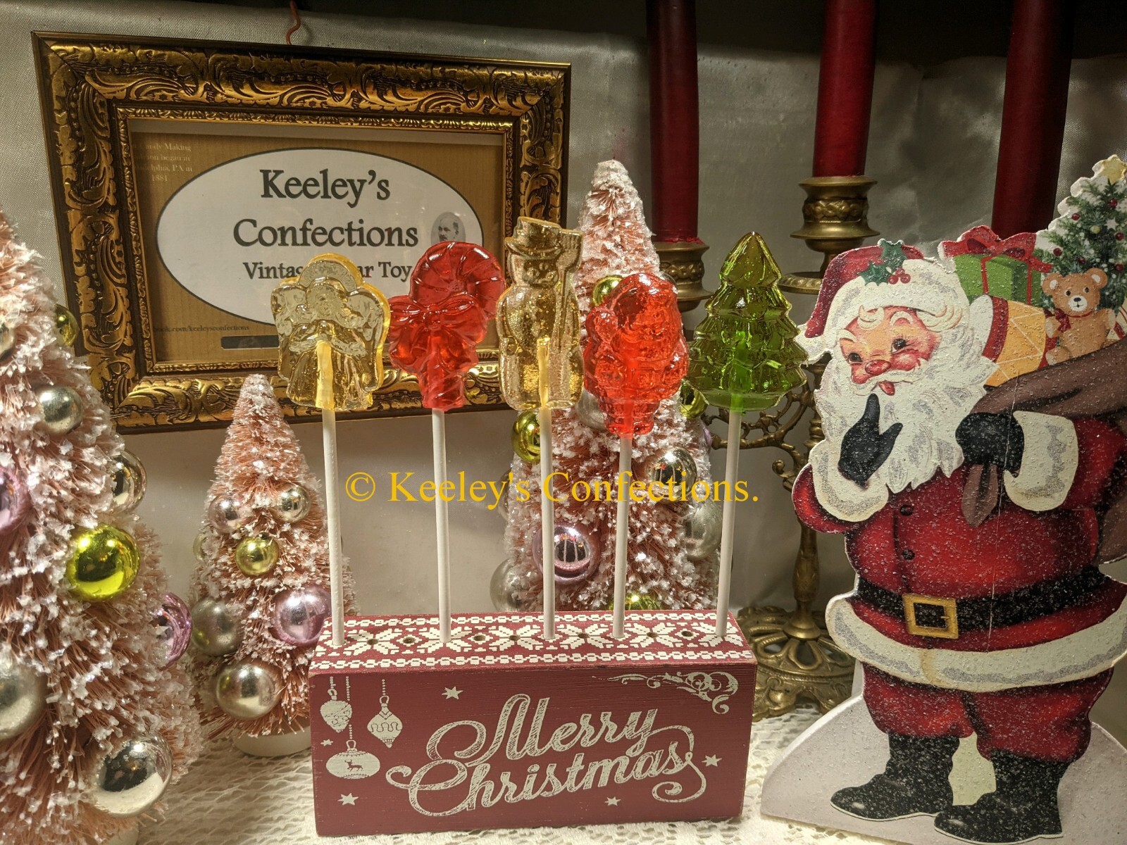 Christmas Clear Toy Candy, Barley Lollipops – 5 Lollipops