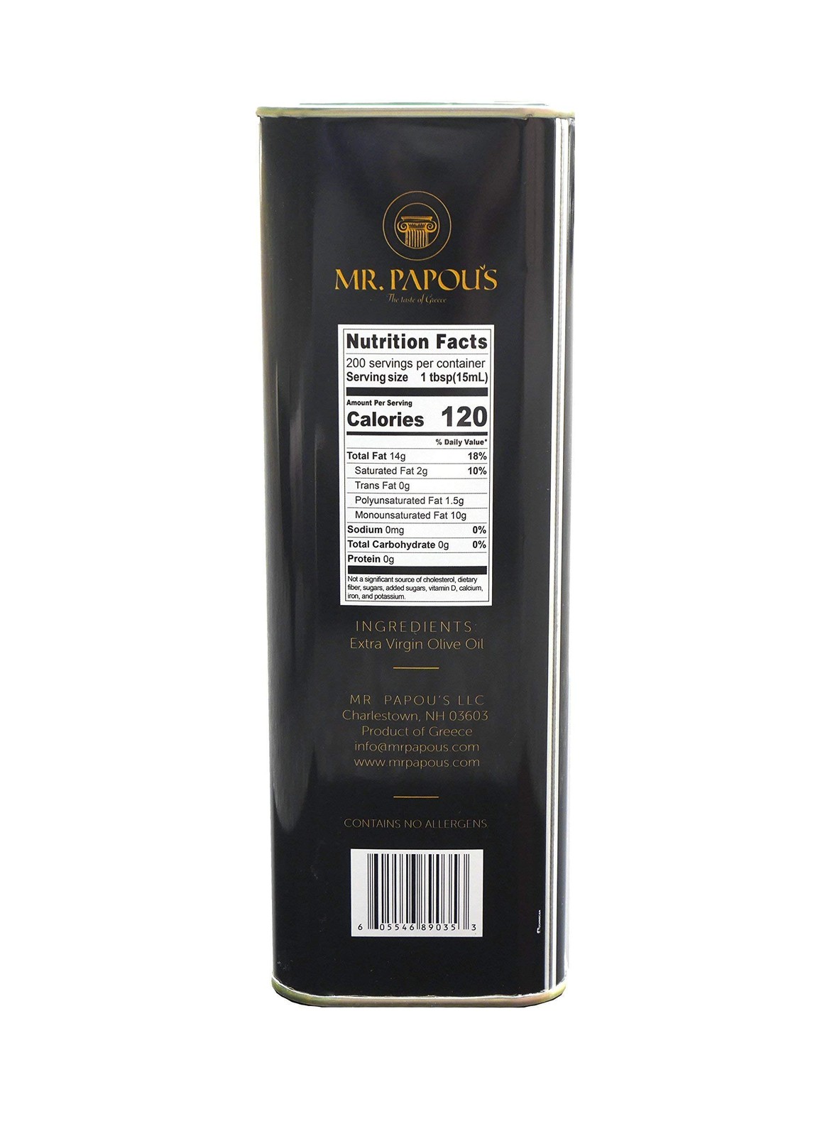 Mr. Papou’s | Extra Virgin Olive Oil | First Cold Pressed | Family Owned 3 Liter