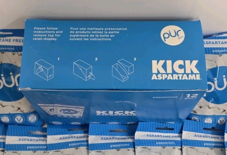 12 Bags In Retail Box PUR Peppermint Gum Aspartame-Free Chewing Gum 100% Xylitol