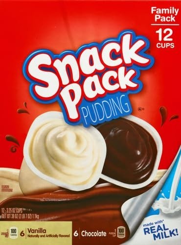 Snack Pack Chocolate and Vanilla Pudding Cups Family Pack, 12 Count