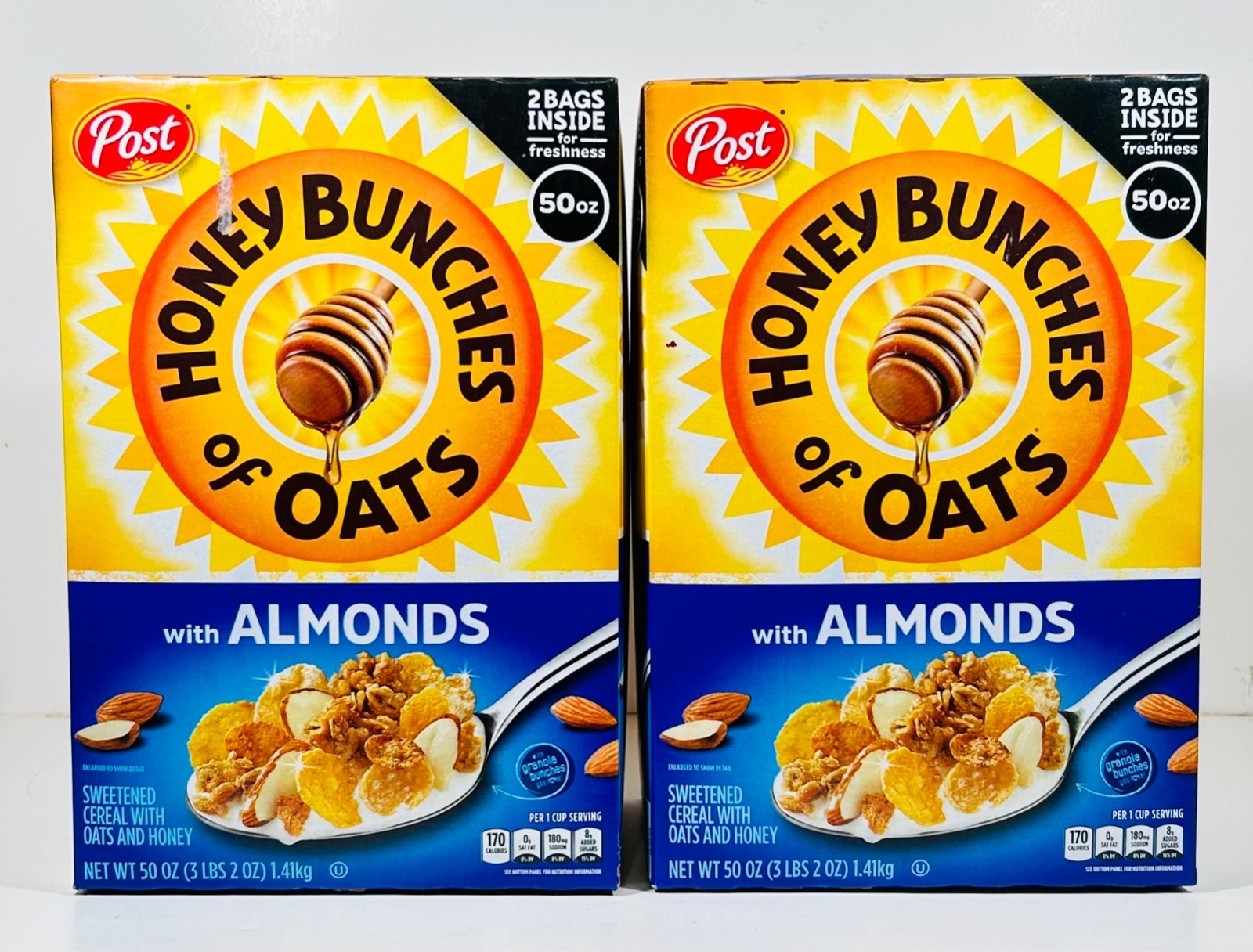 Post Honey Bunches of Oats w/Almonds Cereal, 100 oz (4-25 oz bags), 4/2027