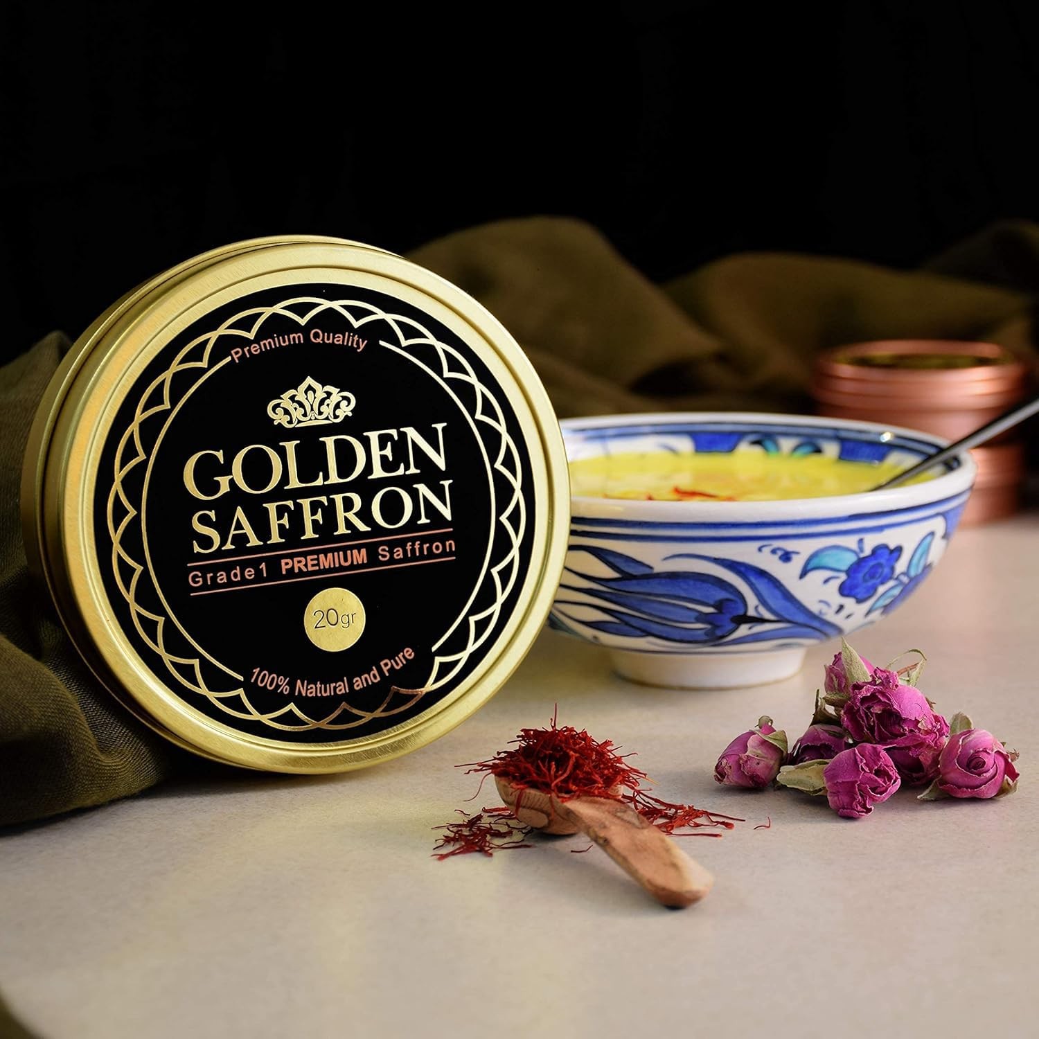 Golden Saffron, Finest Pure Premium All Red Saffron Threads, Grade A+ Super N…