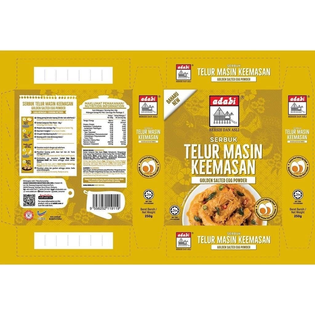 4 Packs Adabi 250g Golden Salted Egg Powder Halal Original Seasoning for Cooking