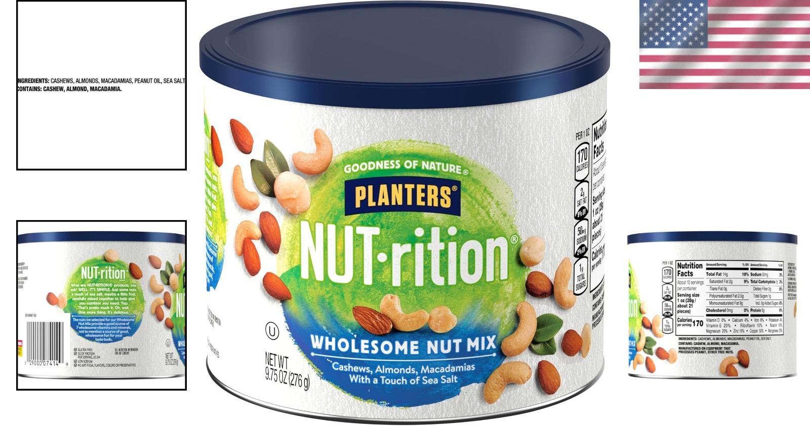 9.75 oz NUT-Rition Wholesome Nut Mix: Delicious Cashews, Almonds, Macadamias