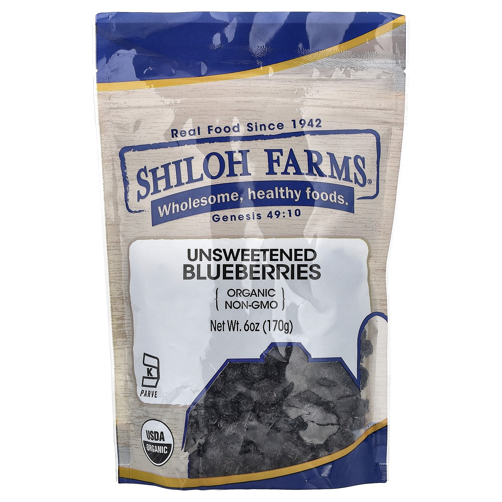 Organic Blueberries, Unsweetened, 6 oz (170 g)