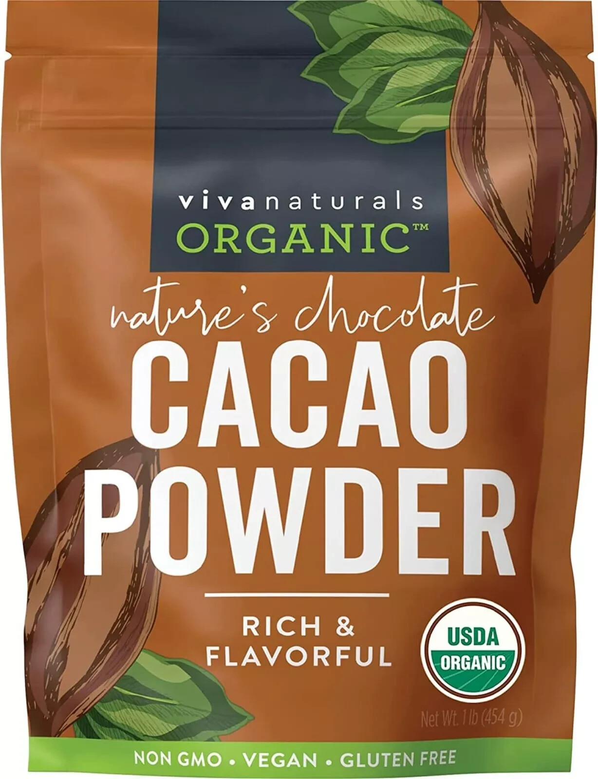 Organic Cacao Powder, 1Lb – Unsweetened Cocoa Powder with Rich Dark Chocolate Fl