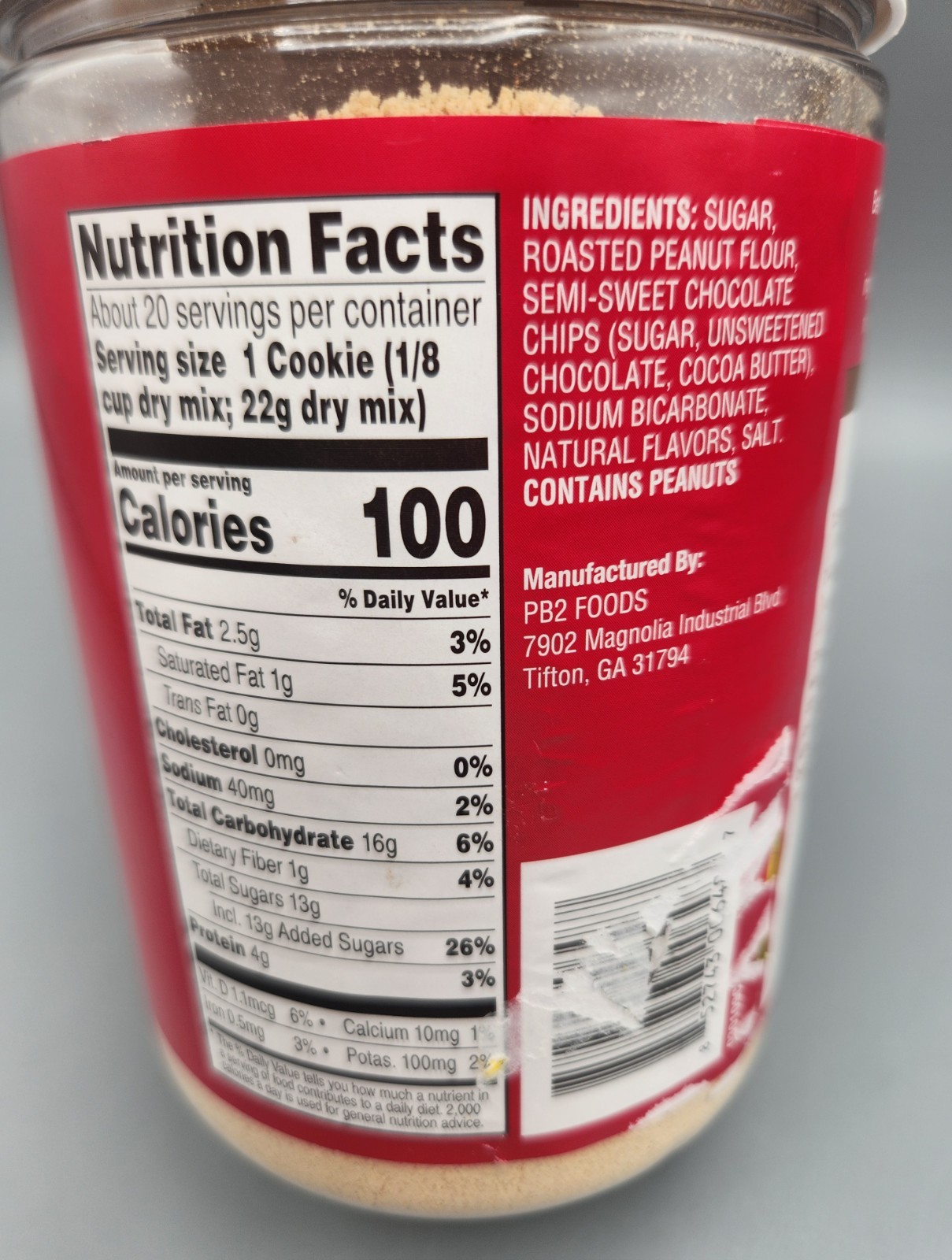 PB2 Foods Chocolate Chip Cookie Mix with Peanut Powder, 16 oz (454 g)