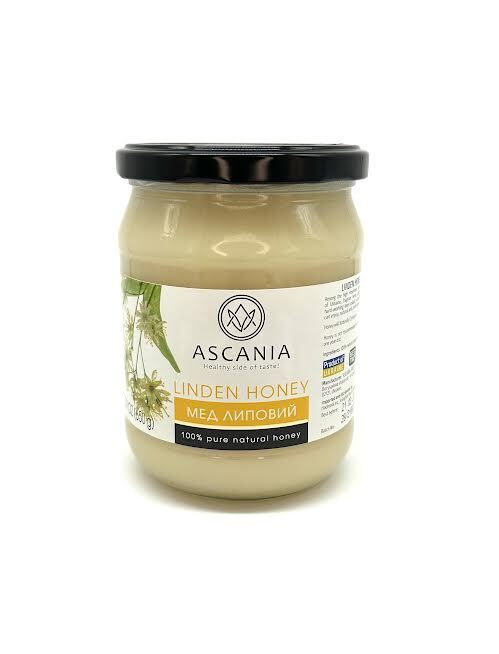 Ascania Linden Honey Pure Natural Glass Jar 22.9 OZ / 650 gr Product of Ukraine
