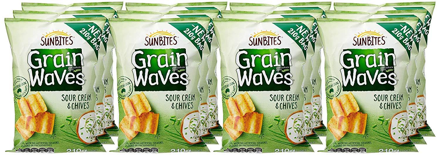 Sunbites Grain Waves Sour Cream & Chives Chips, 12 x 210 Grams – FAST SHIP