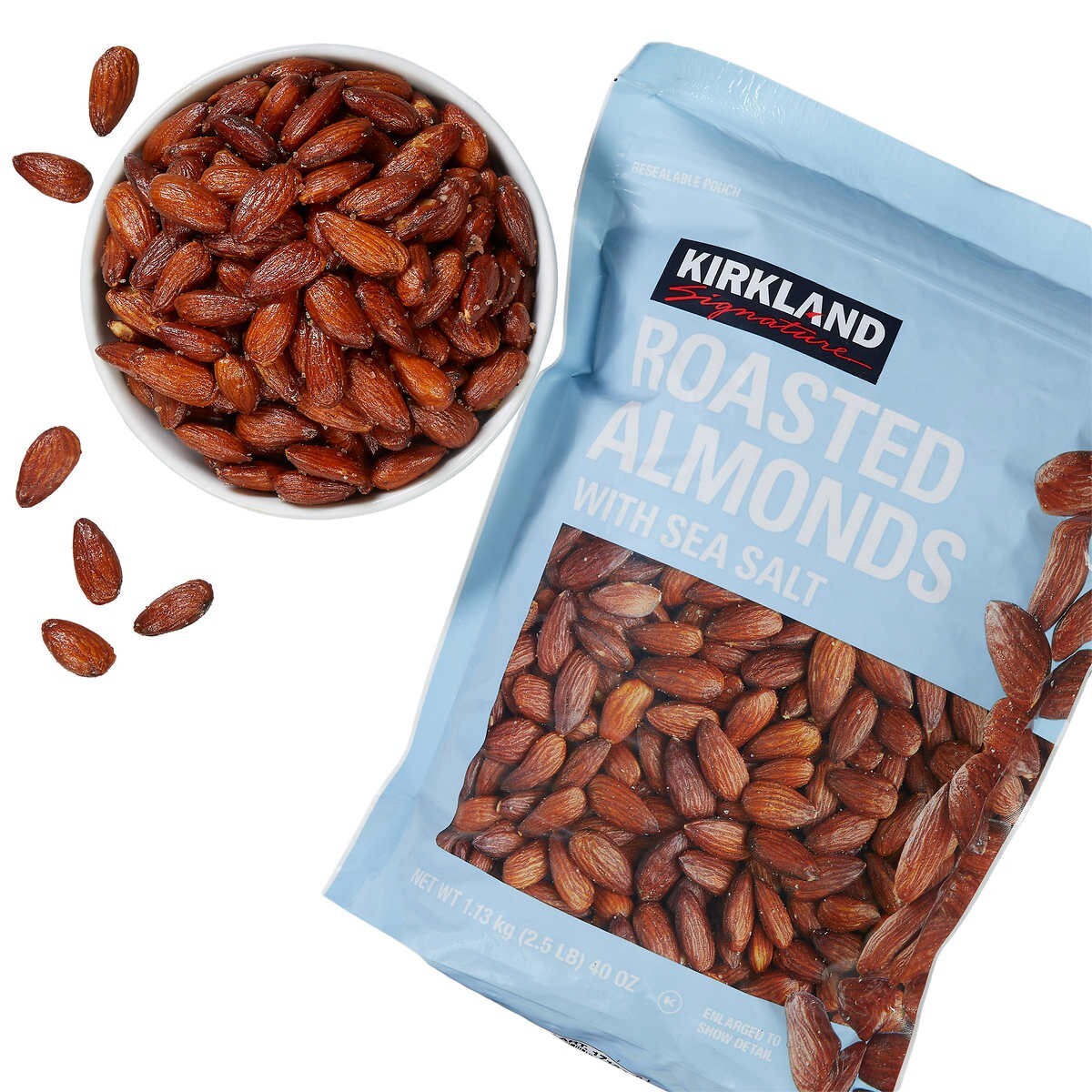 Kirkland Signature Roasted Almonds With Sea Salt, 2.5 lbs