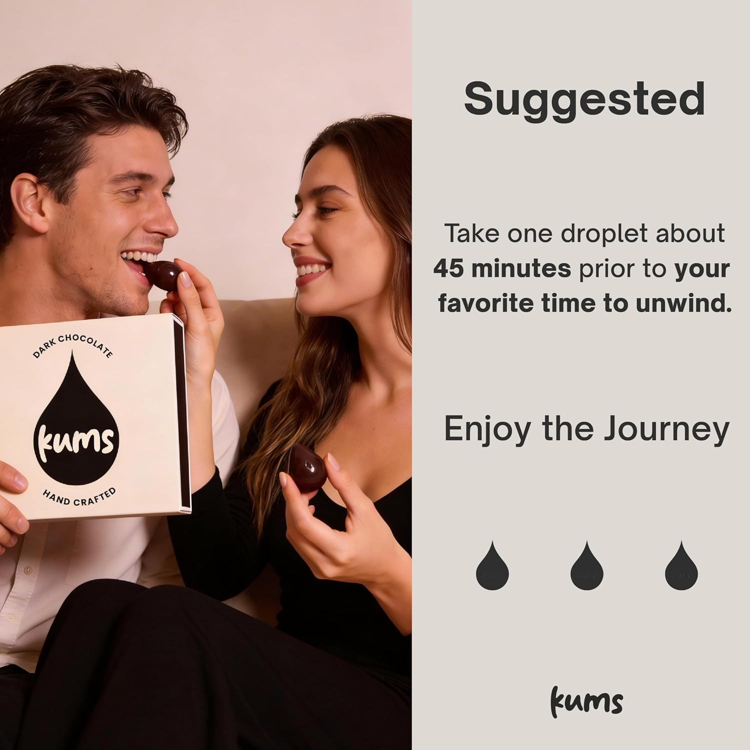 Kums Dark Chocolate Tabs for Couples (1 Box) Premium Dark Tab Chocolate for Men