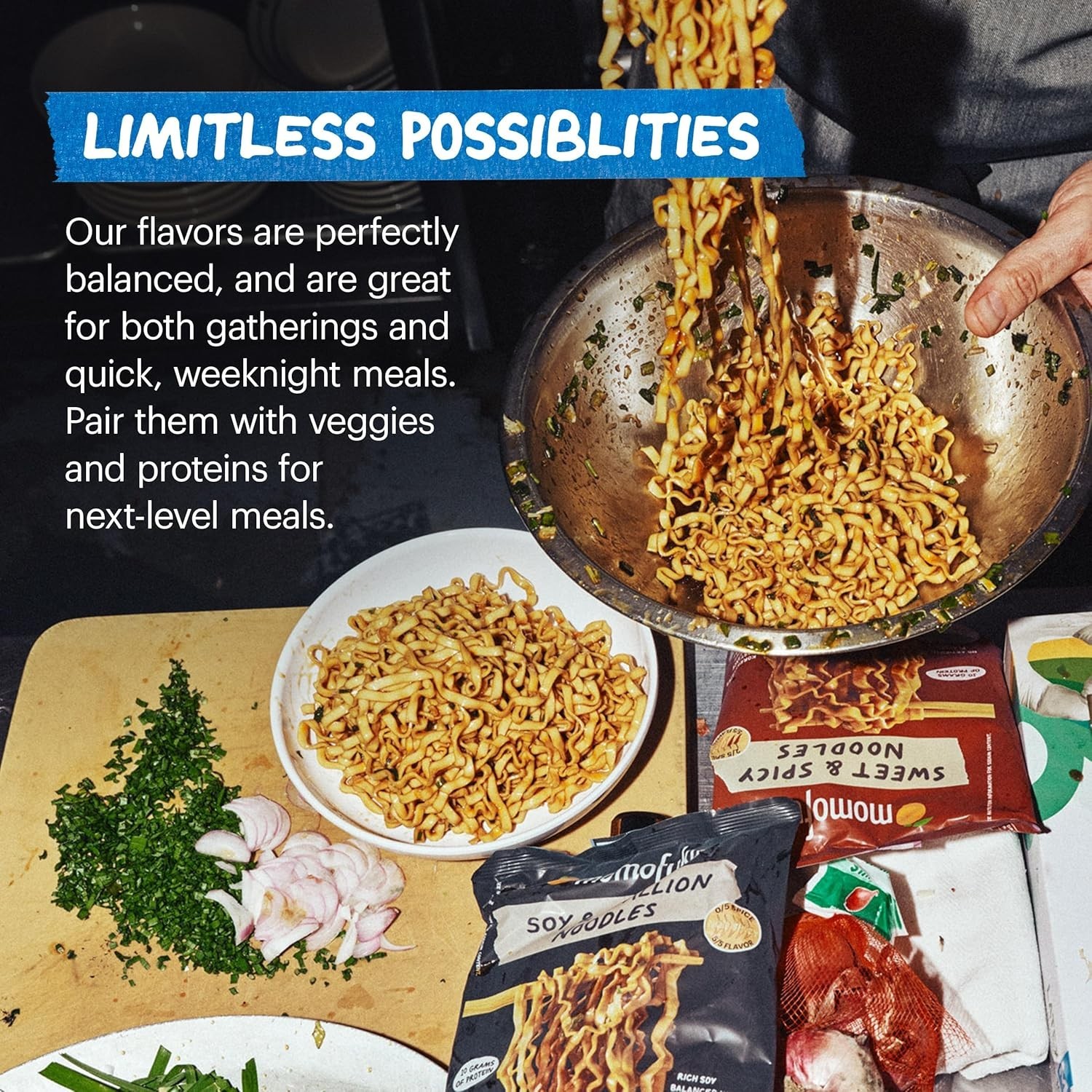 Momofuku Soy & Scallion Ramen Noodles by David Chang, 4 Pack of 10g of Protein.