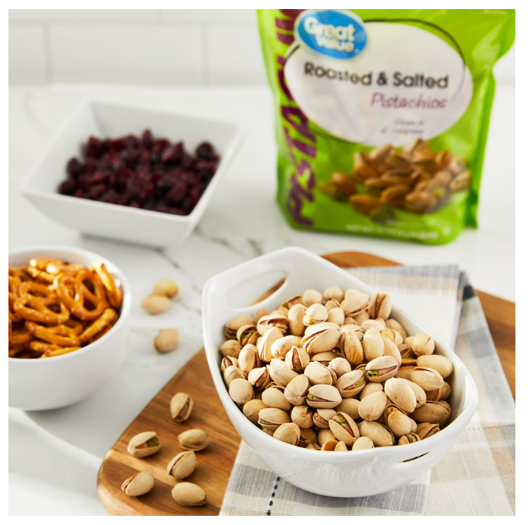 Great Value Roasted & Salted Pistachios, 16 oz Resealable Bag Free Shipping