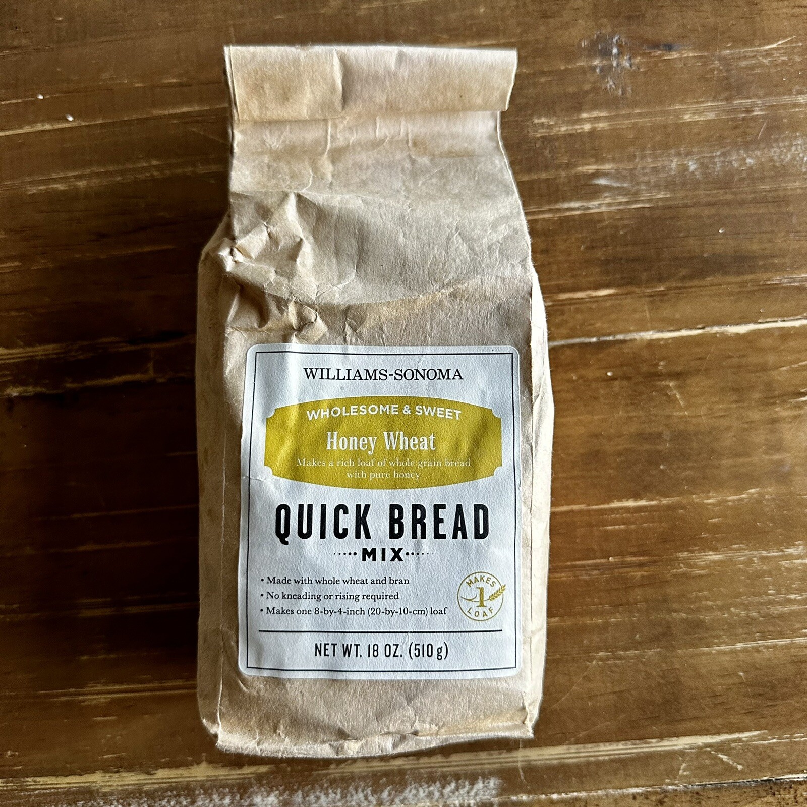 Williams Sonoma Quick Bread Mix Loaf Wholesome Sweet Honey Wheat New USA Sealed