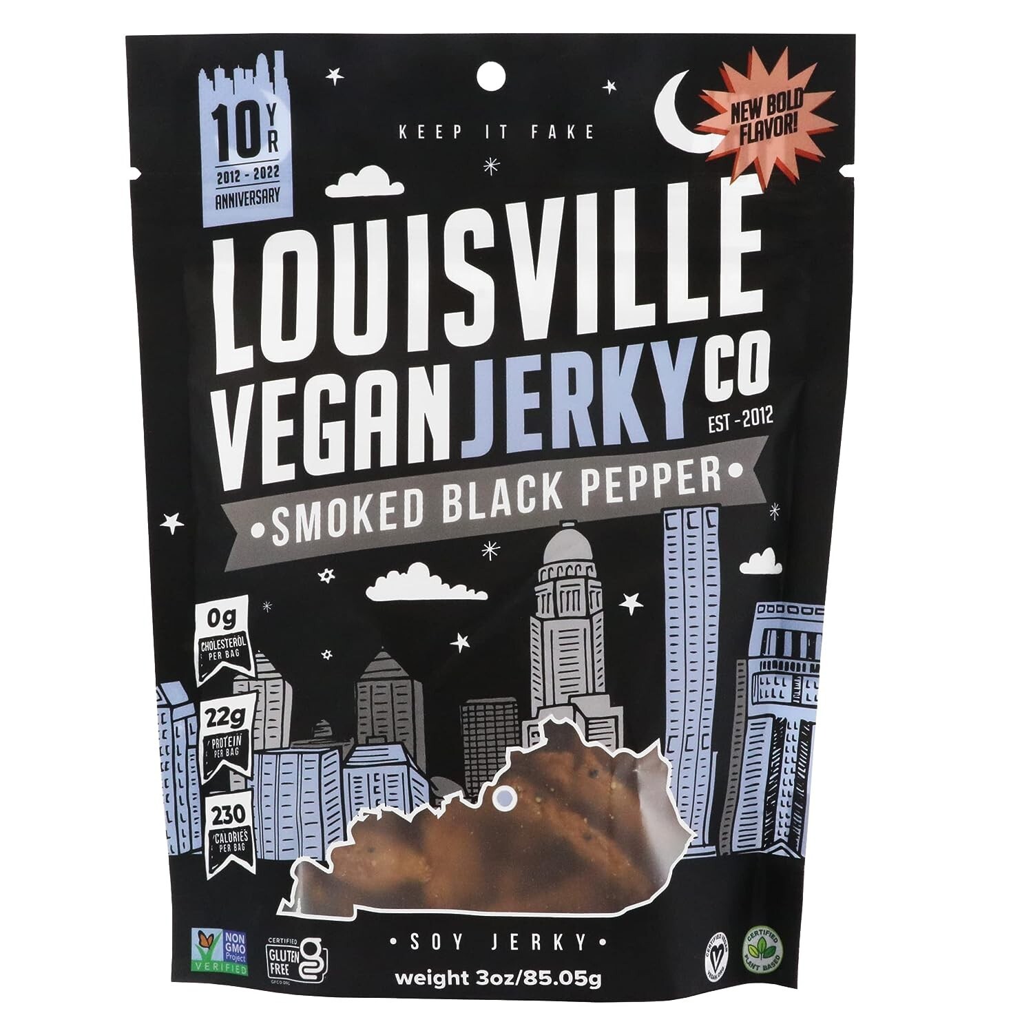Louisville Vegan Jerky – Smoked Black Pepper – meatless vegetarian – gift