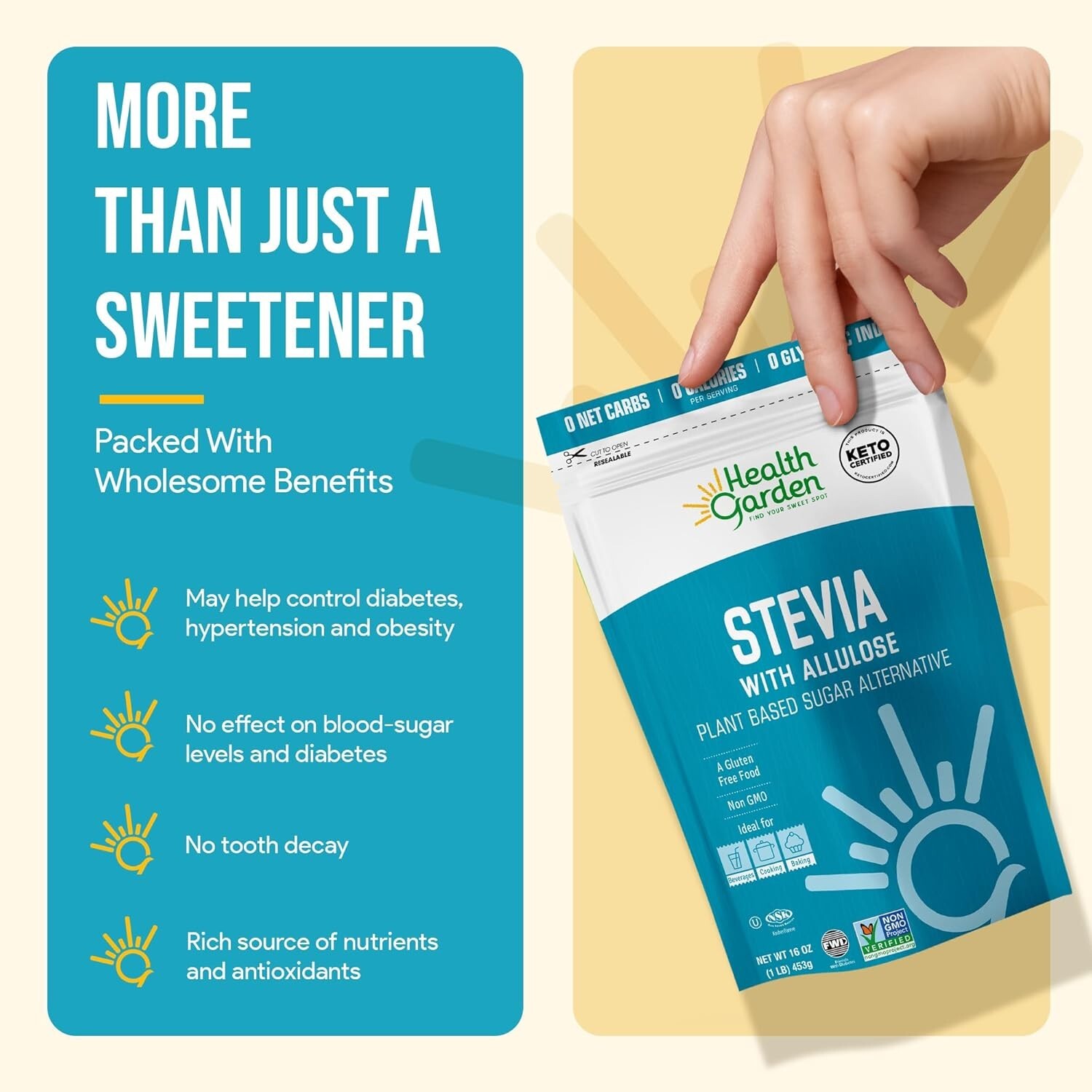 Health Garden Stevia Allulose Sweetener 1 lb pack of 4