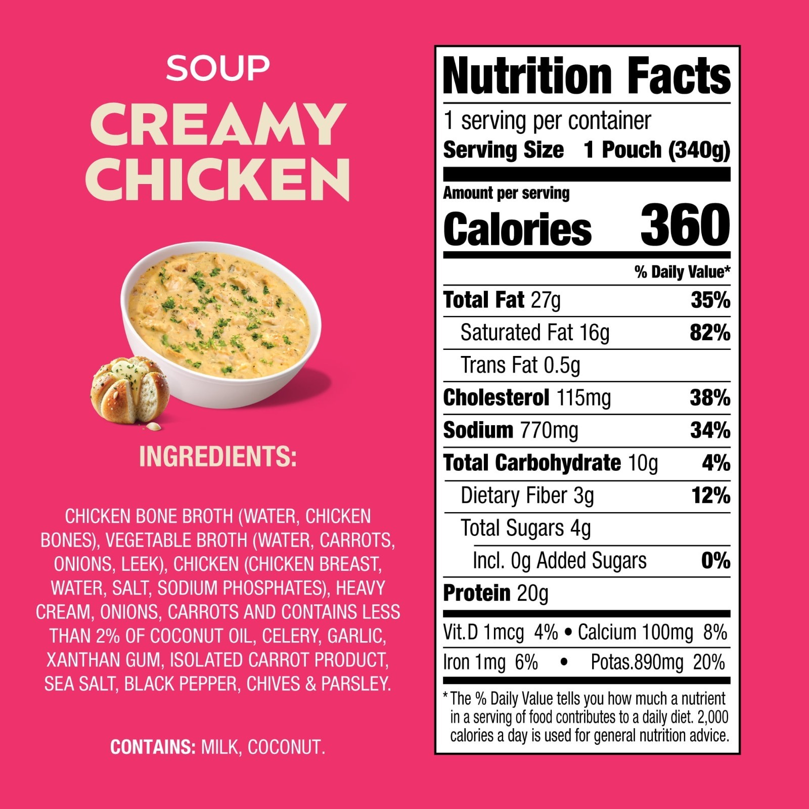 Proper Good Creamy Chicken Soup Ready Meal 12 oz Shelf Stable 1 or 2 Pack