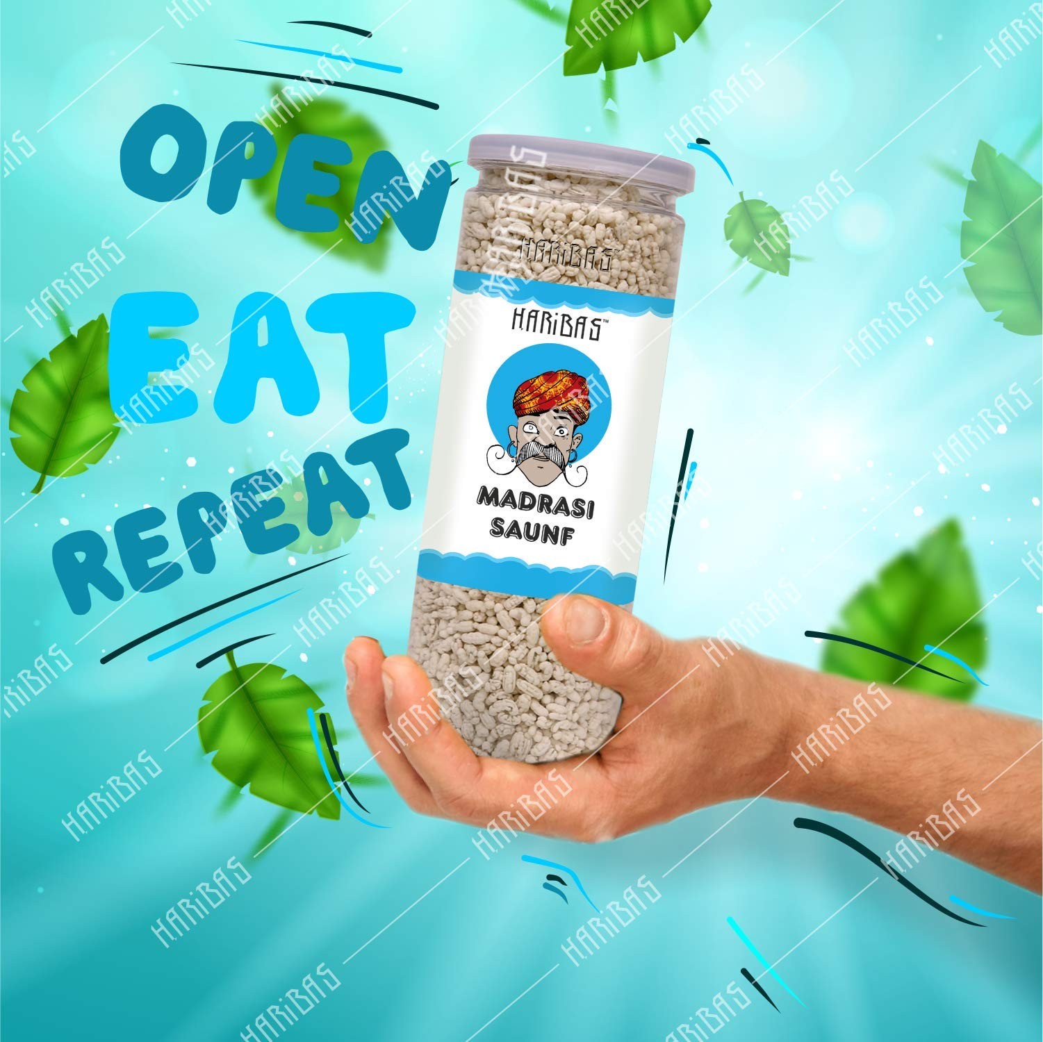 Haribas Madrasi Mukhwas Saunf 2x200g Tin Mint Mouth Freshener After Meal