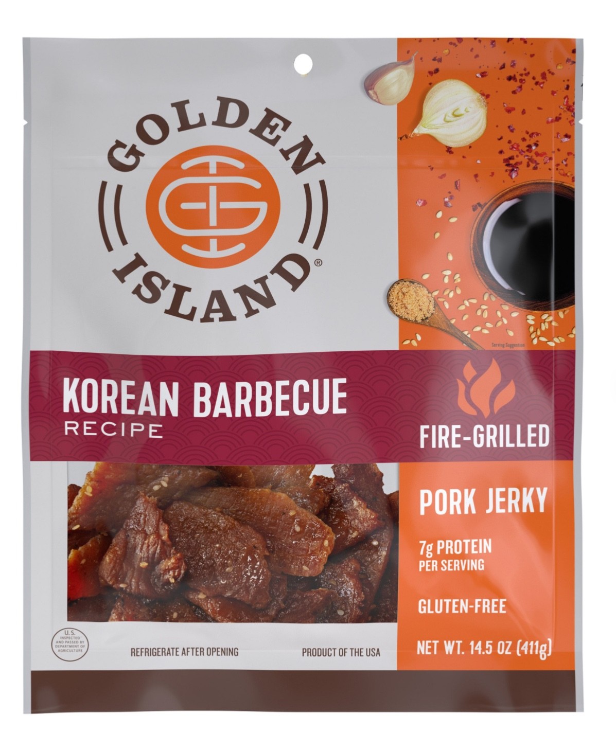 2 Packs Golden Island Korean BBQ Pork Jerky 14.5 oz Each Pack EXP 05/2027