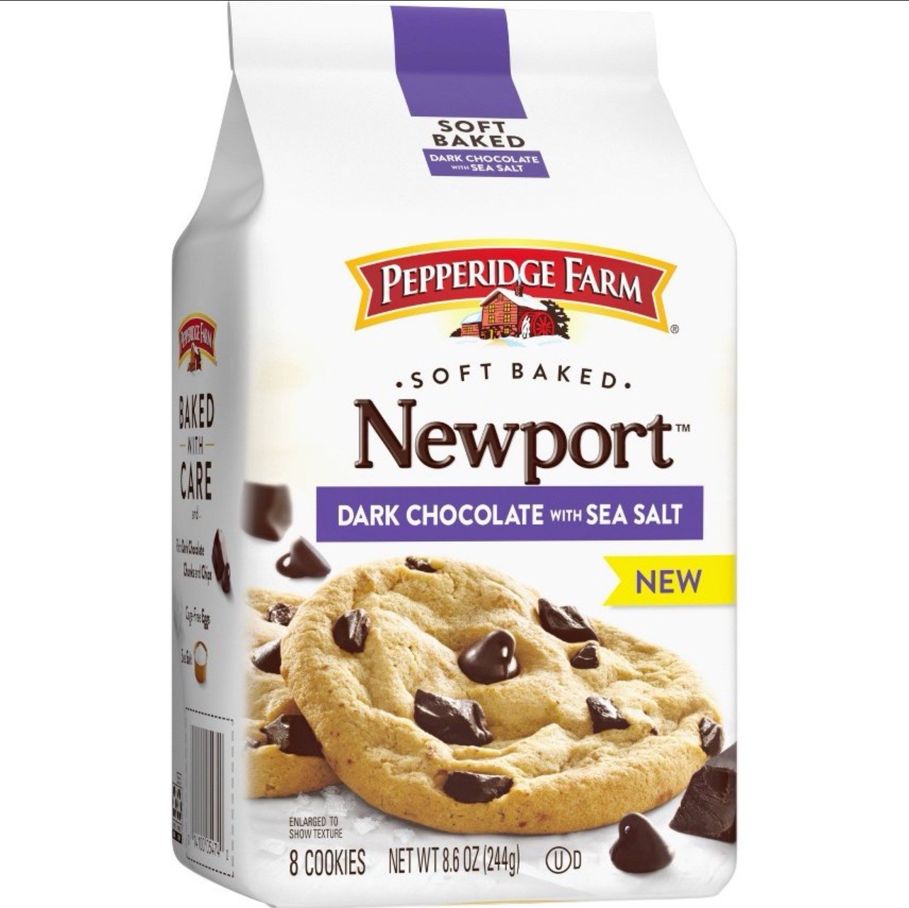 🟠 New Pepperidge Farm NEWPORT Dark Chocolate Sea Salt Baked Cookies Bag 8.6oz