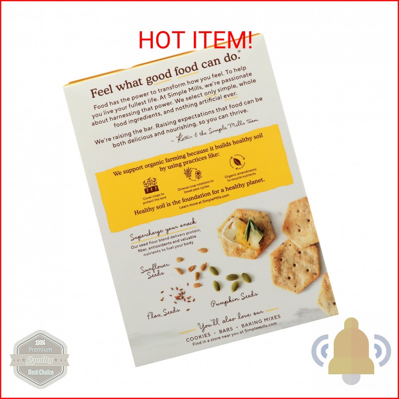 Simple Mills Organic Seed Crackers, Original, Gluten Free, Flax Seed, Sunflower