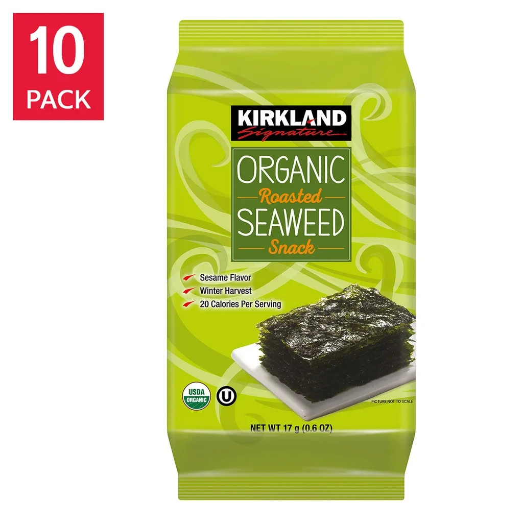 Kirkland Organic Roasted Seaweed Snack,0.6 oz – Pack of 10