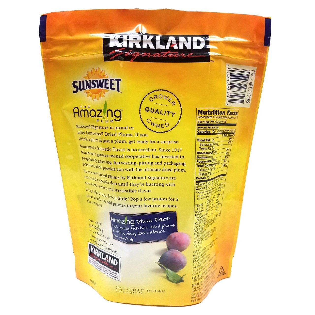 Kirkland Signaturee Whole Dried Plums – Sunsweet Pitted Prunes, 3.5 lbs, Kosher