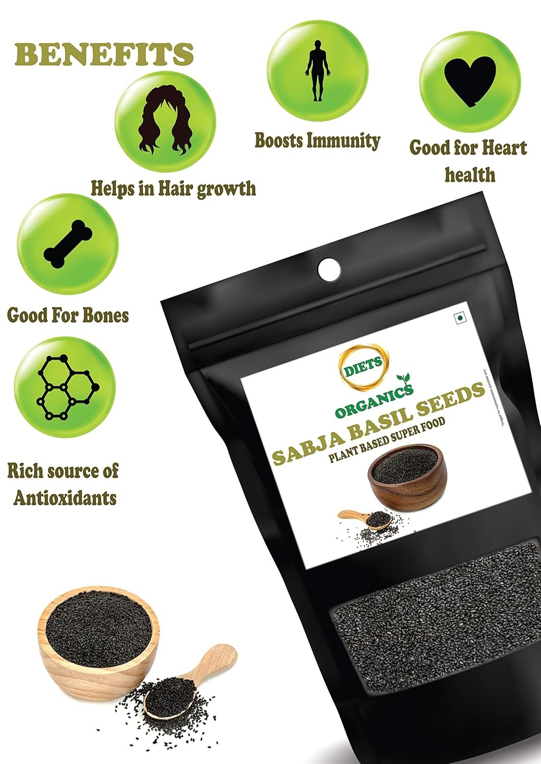 Diets Organics Sabja Basil Seeds 300gm