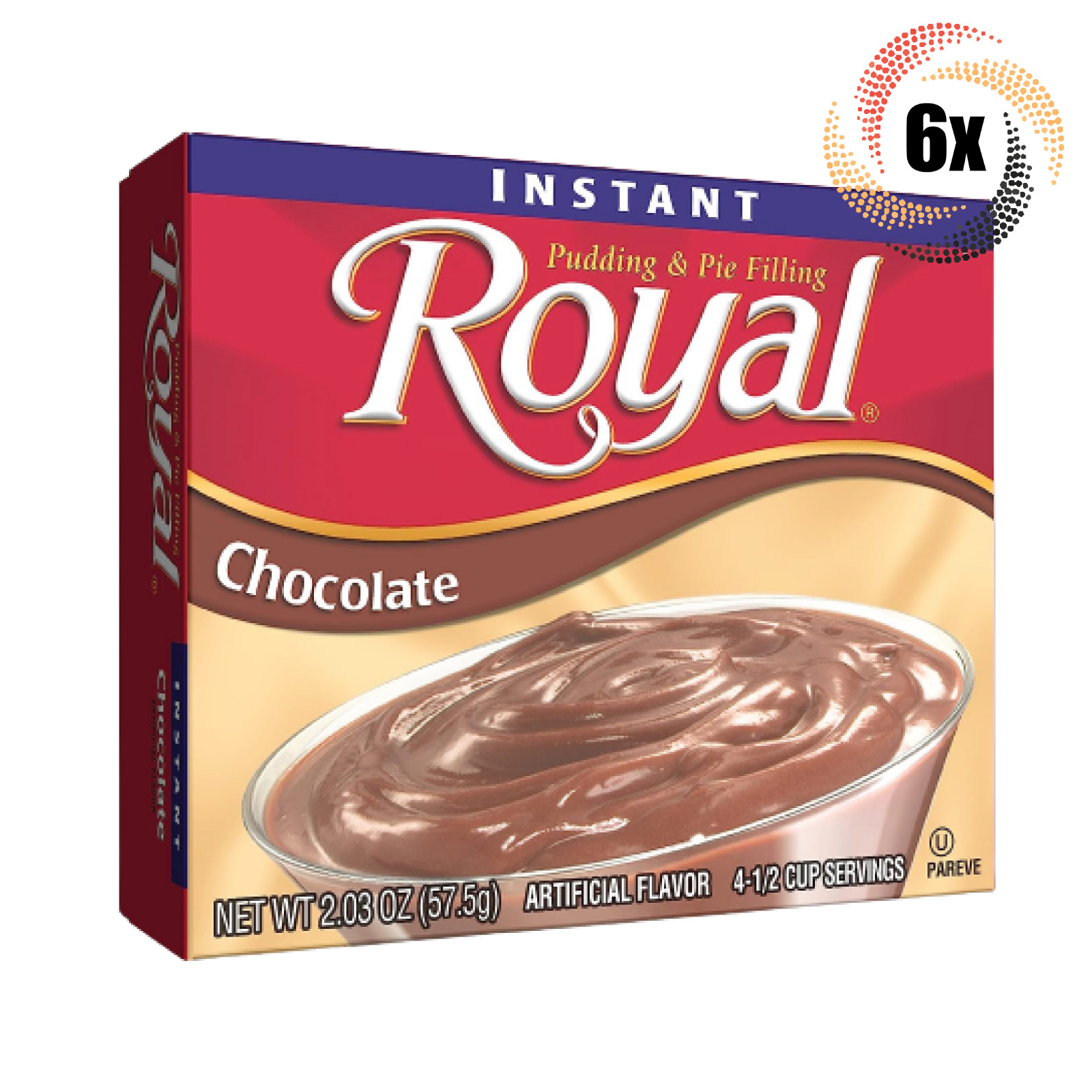 6x Packs Royal Chocolate Instant Pudding Filling | 4 Servings Per Pack | 2.03oz