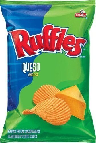 Frito Lay Ruffles Queso Flavored Potato Chips, 8 oz Bags (Pack of 8)